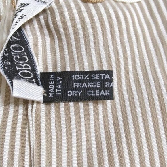 Auth GIORGIOARMANI - Cream Beige Silk Scarf - Picture 5 of 6